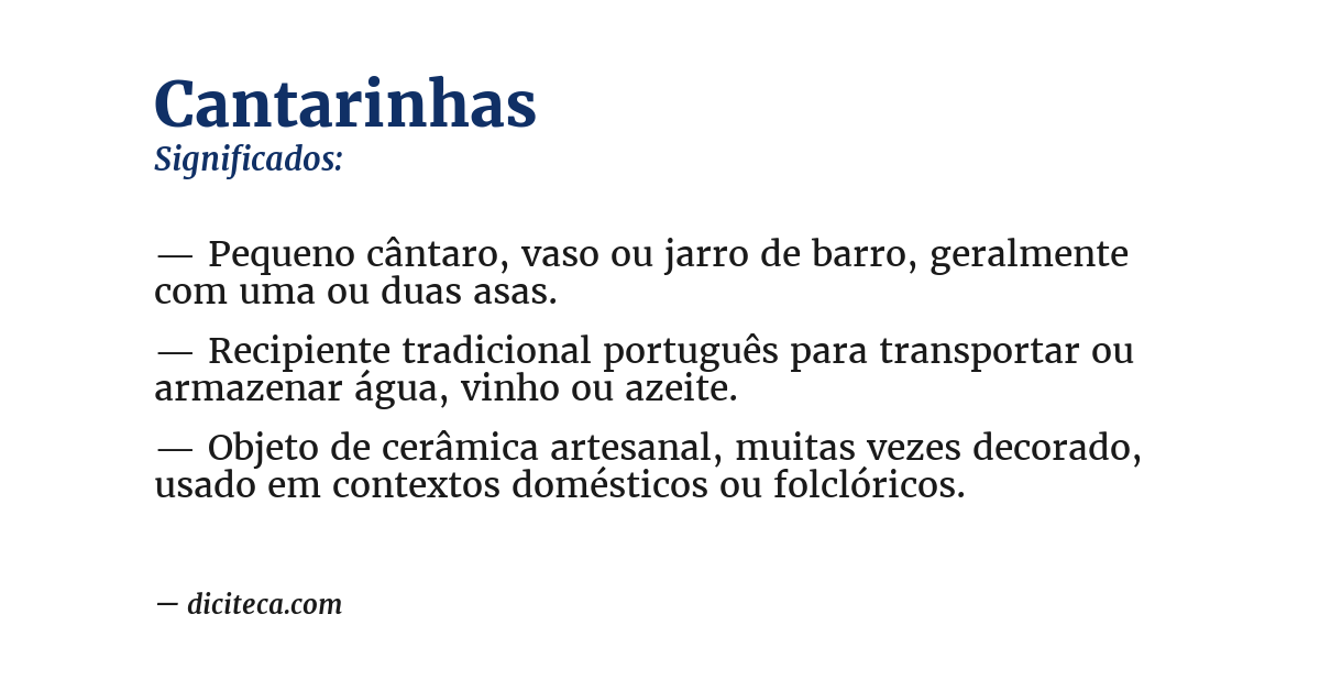 Significado de cantarinhas