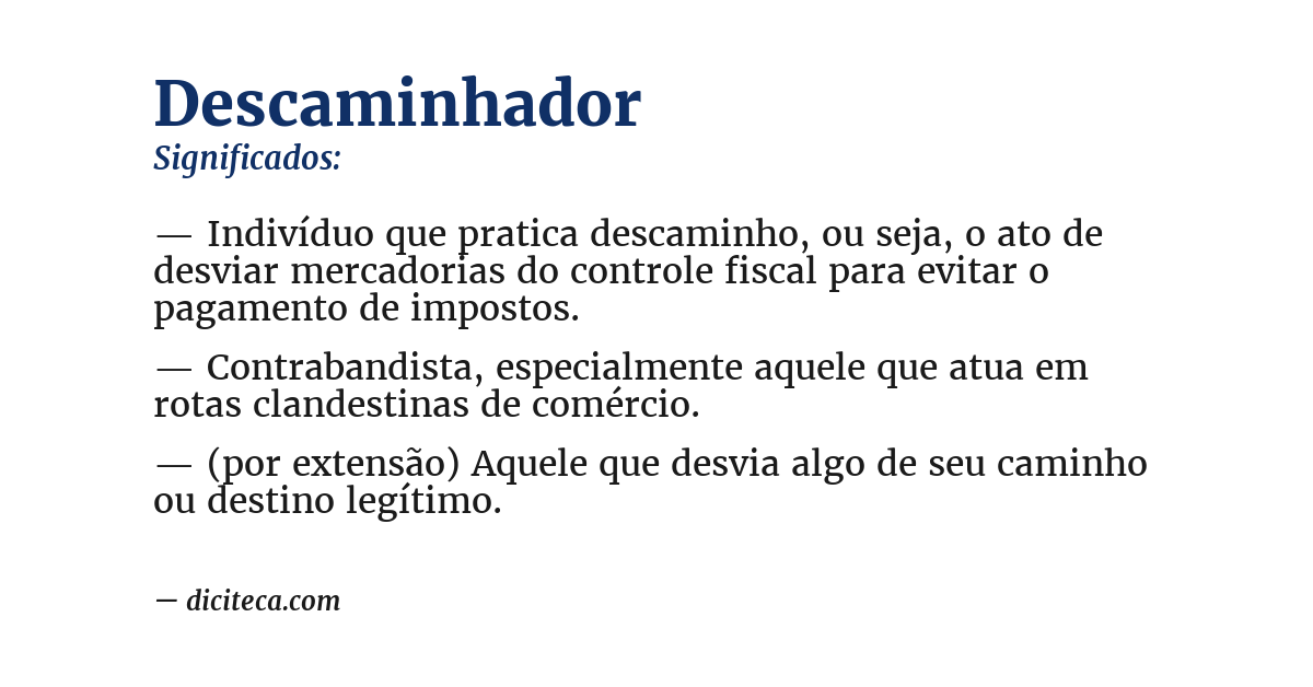 Significado de descaminhador