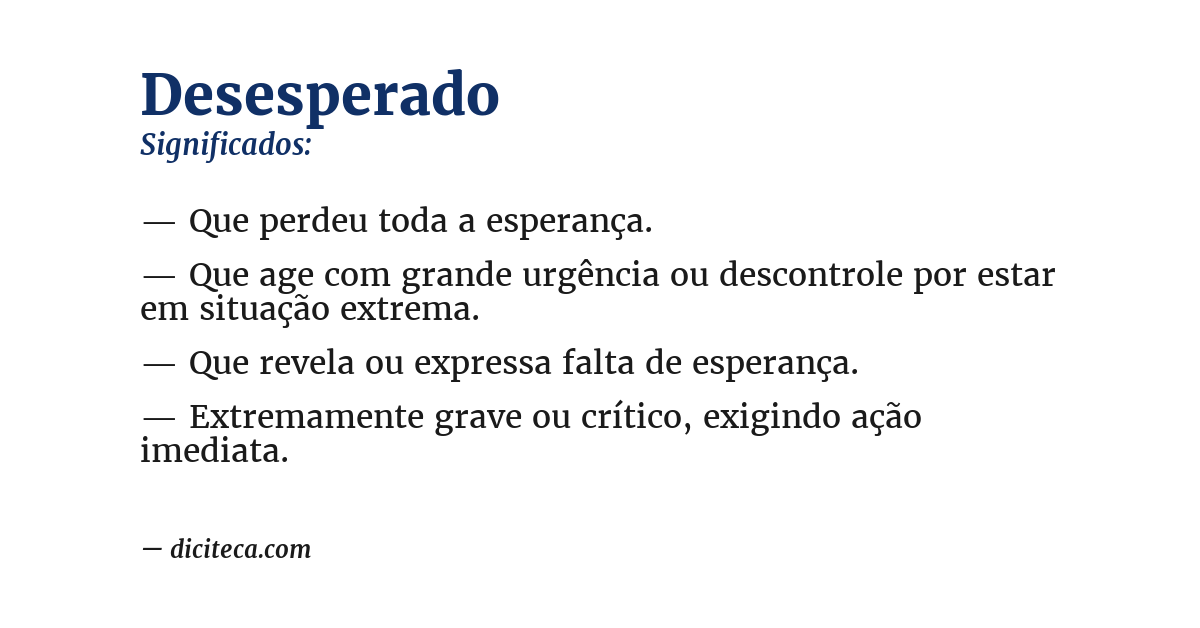 Significado de desesperado