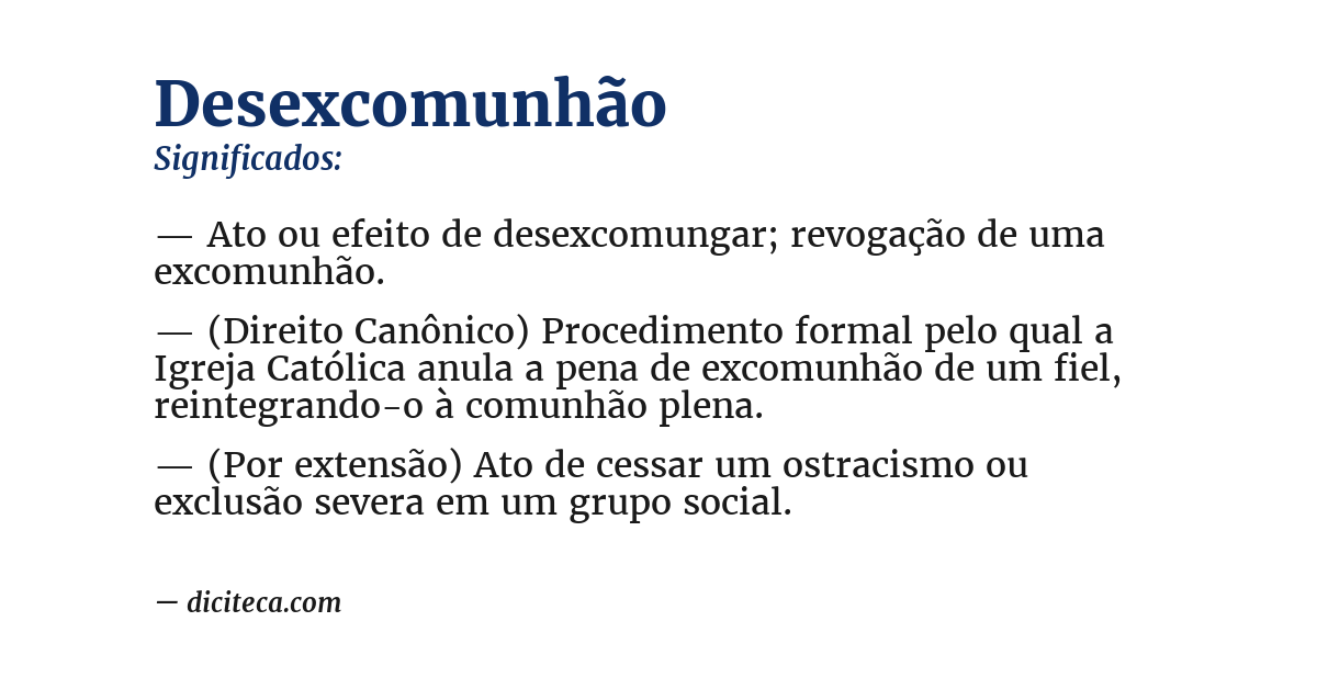 Significado de desexcomunhão