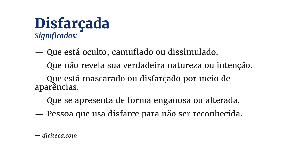 Significado de disfarçada