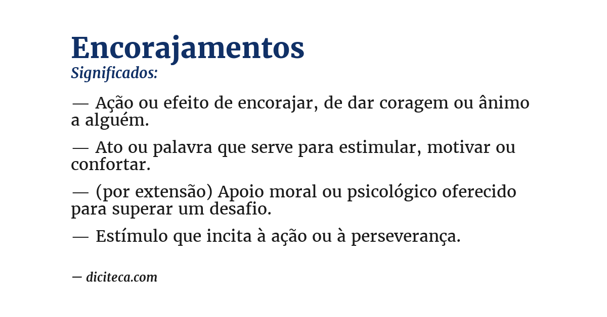 Significado de encorajamentos