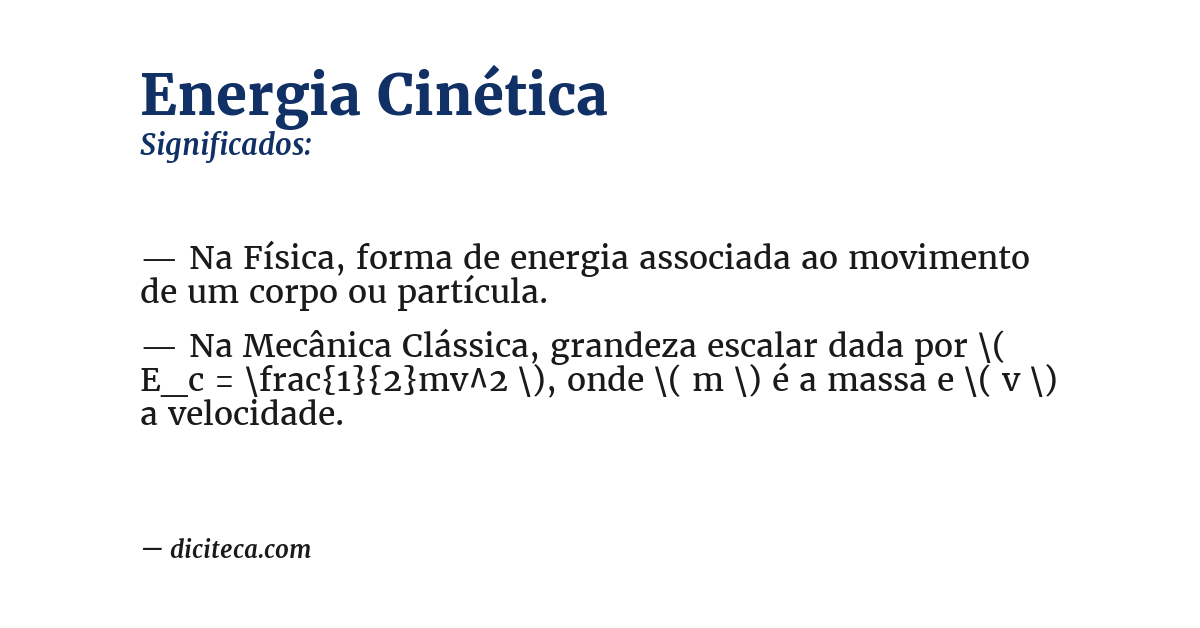 Significado de energia cinética