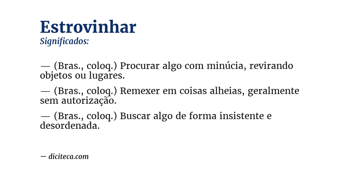 Significado de estrovinhar