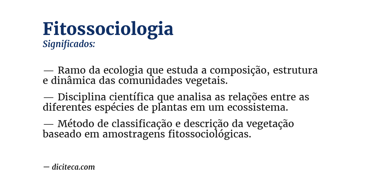 Significado de fitossociologia