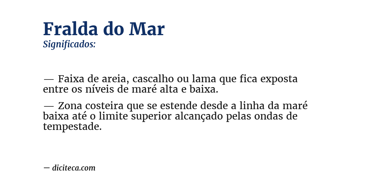 Significado de fralda do mar