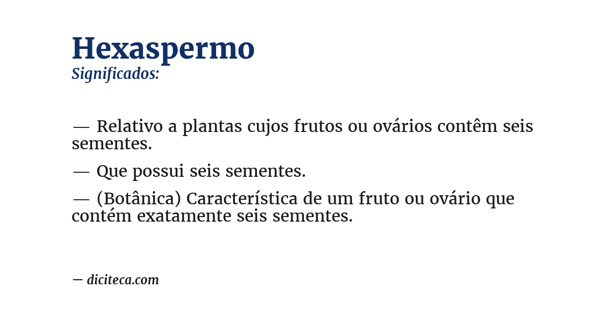 Significado de hexaspermo
