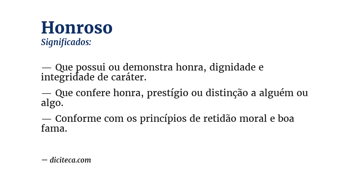 Significado de honroso