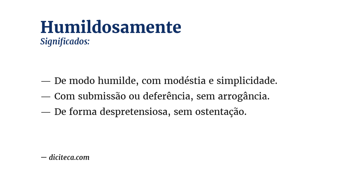 Significado de humildosamente