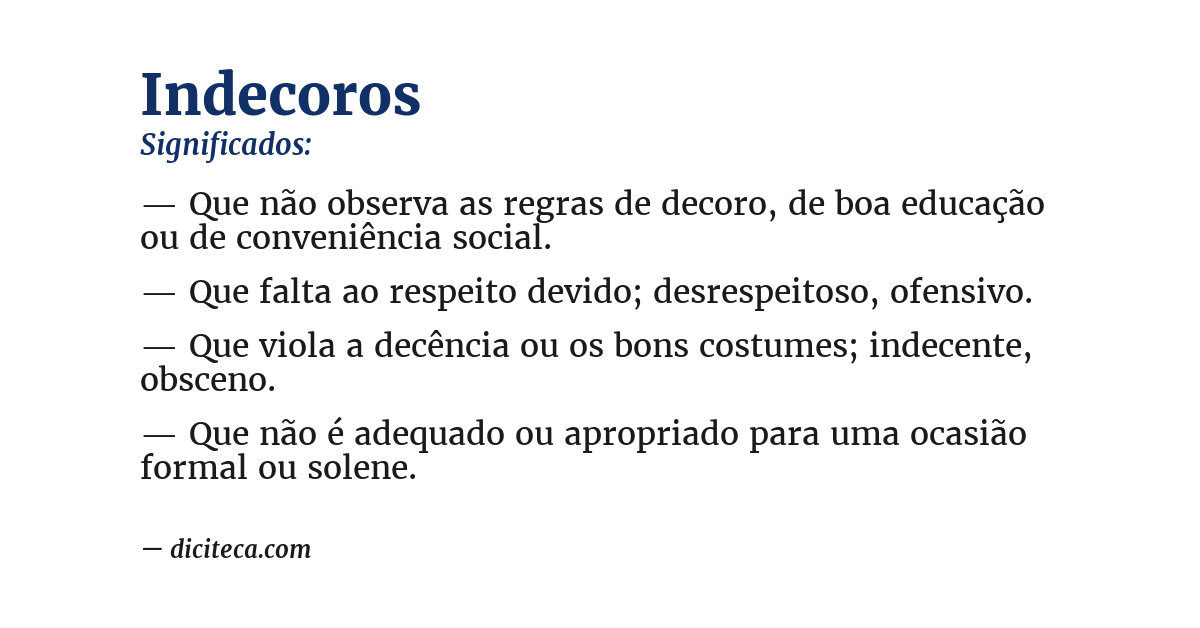 Significado de indecoros
