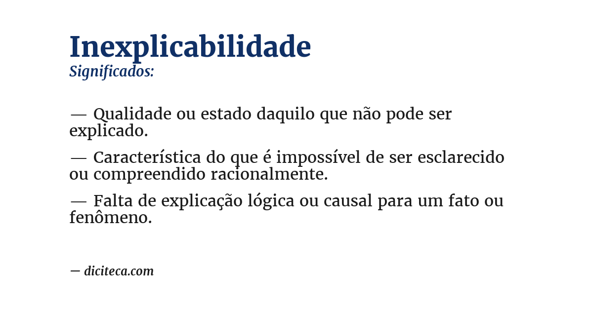 Significado de inexplicabilidade