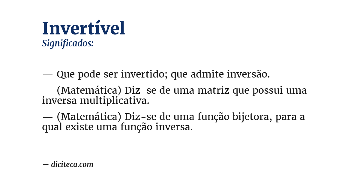 Significado de invertível