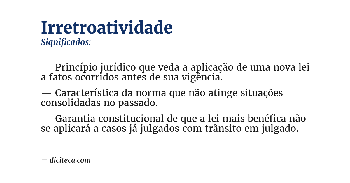 Significado de irretroatividade