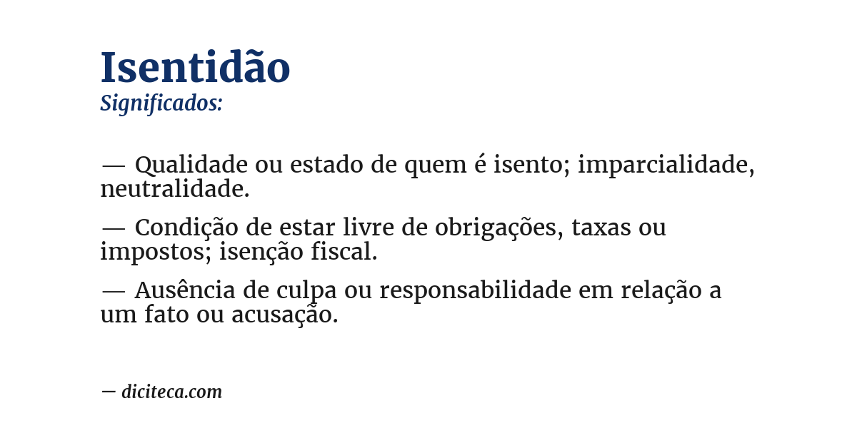 Significado de isentidão