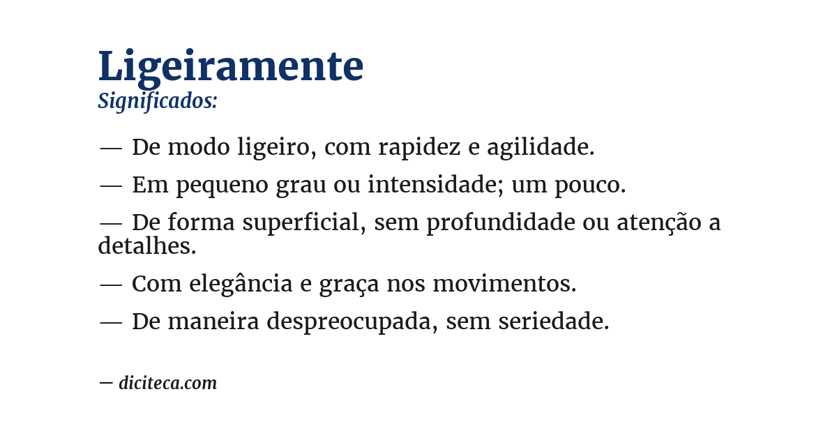 Significado de ligeiramente