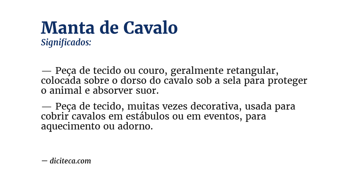 Significado de manta de cavalo