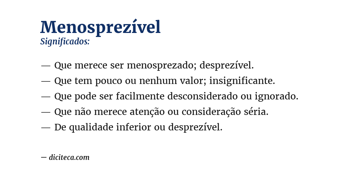 Significado de menosprezível