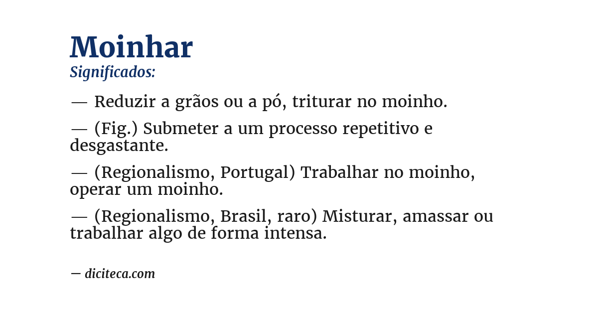 Significado de moinhar