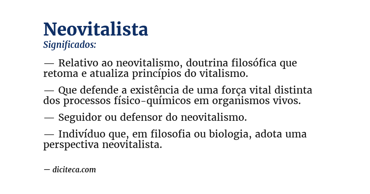 Significado de neovitalista
