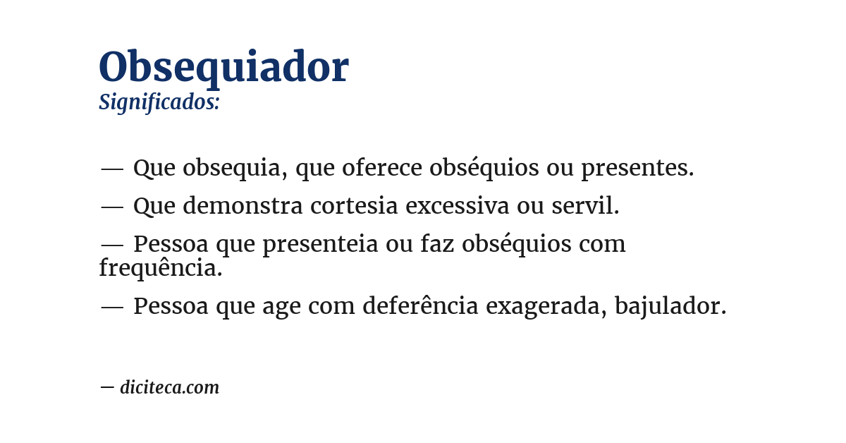 Significado de obsequiador
