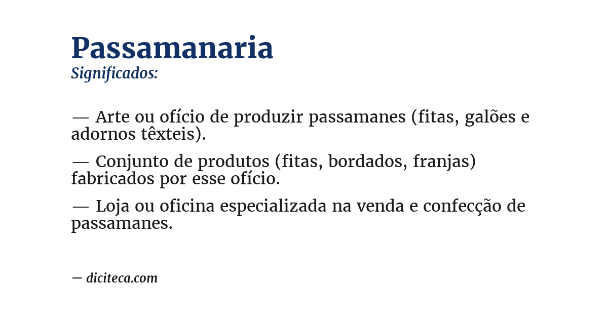 Significado de passamanaria