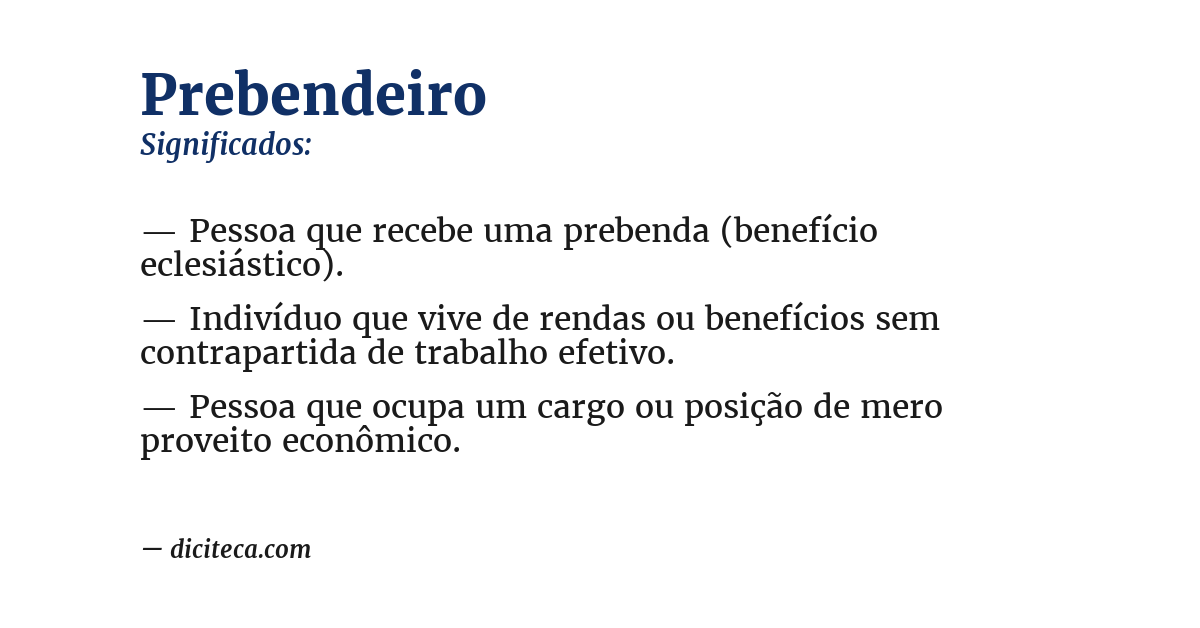 Significado de prebendeiro