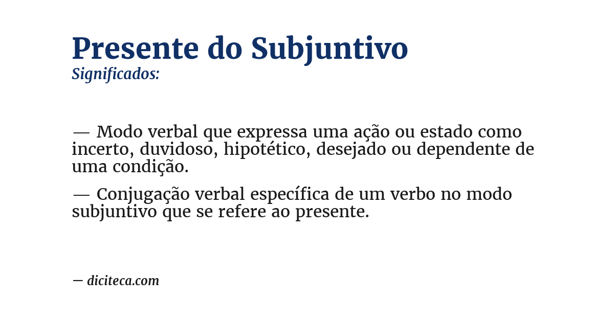 Significado de presente do subjuntivo