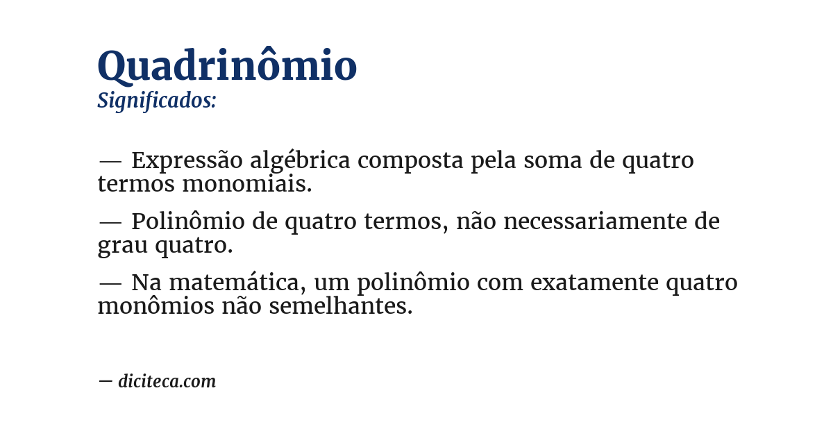 Significado de quadrinômio