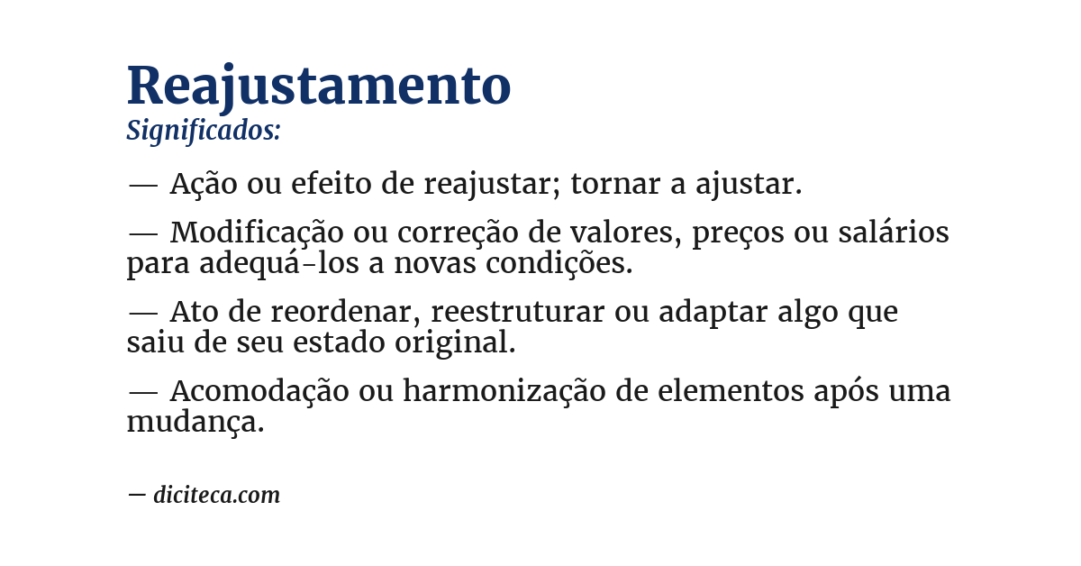 Significado de reajustamento