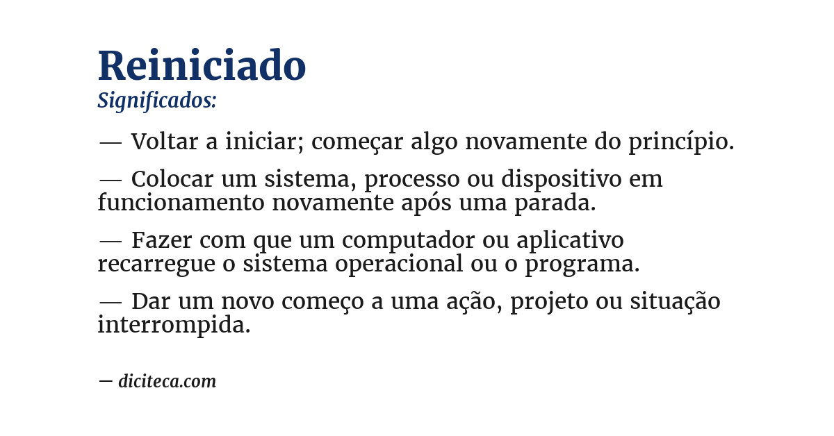 Significado de reiniciado