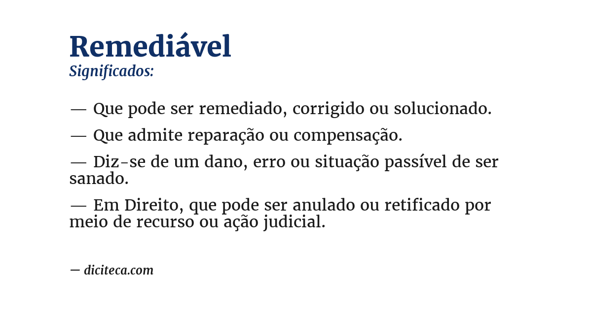Significado de remediável