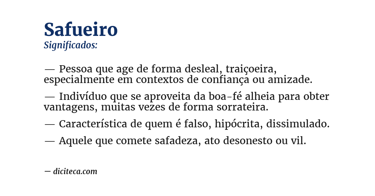 Significado de safueiro