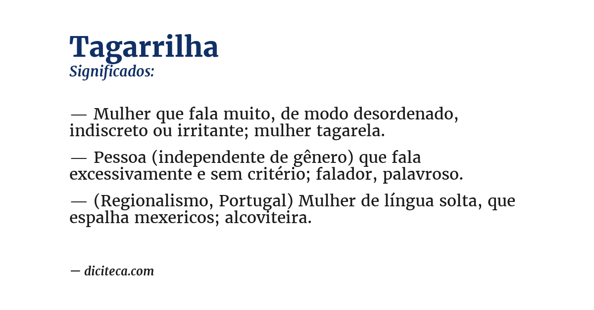 Significado de tagarrilha