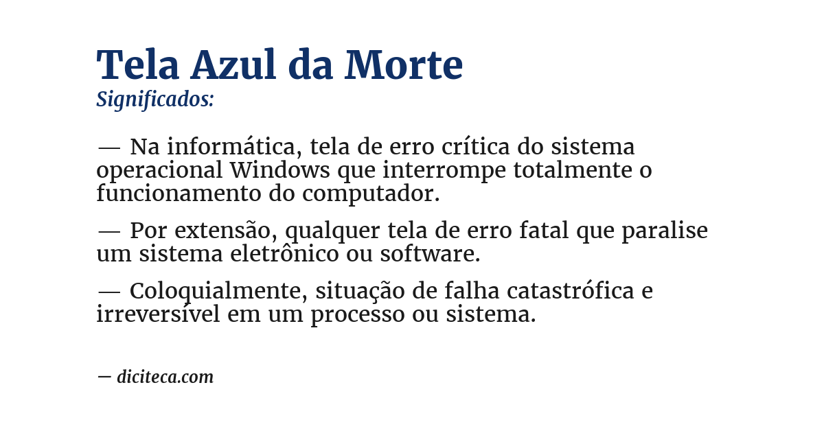 Significado de tela azul da morte