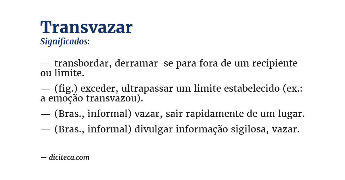 Significado de transvazar