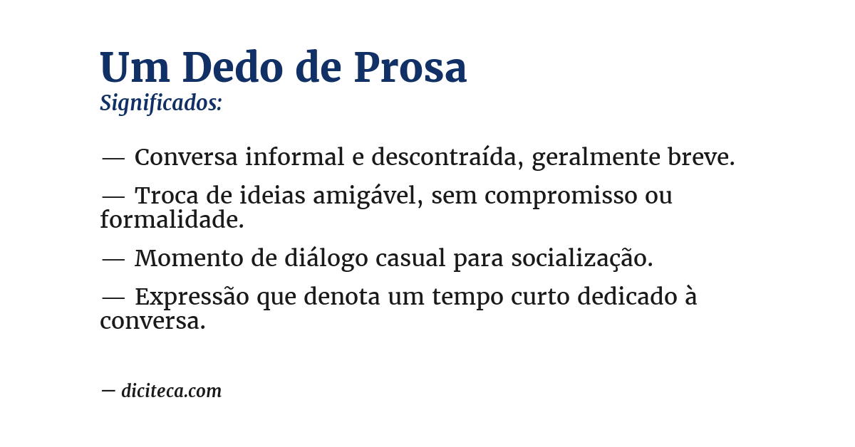 Significado de um dedo de prosa