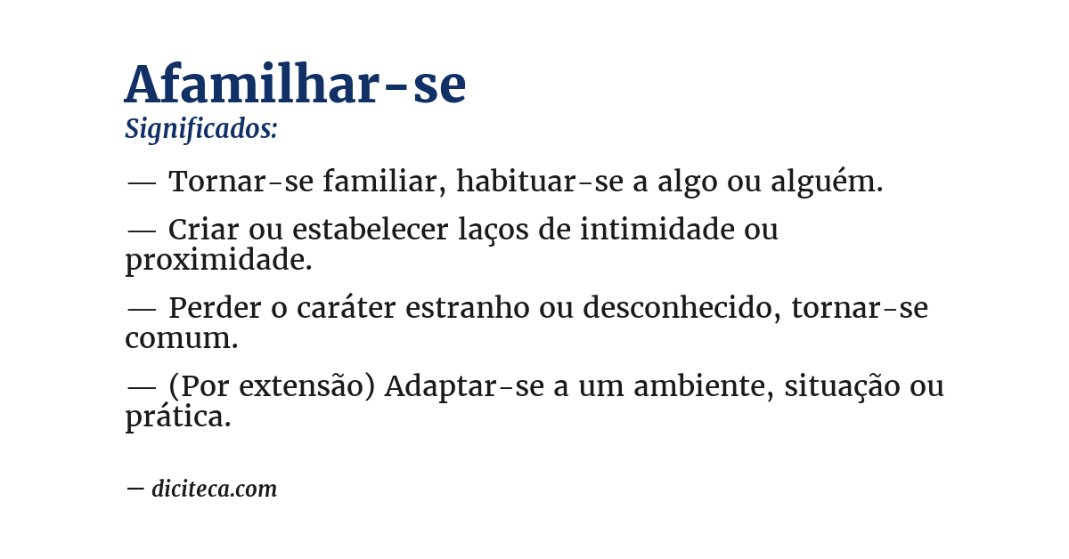 Significado de afamilhar-se