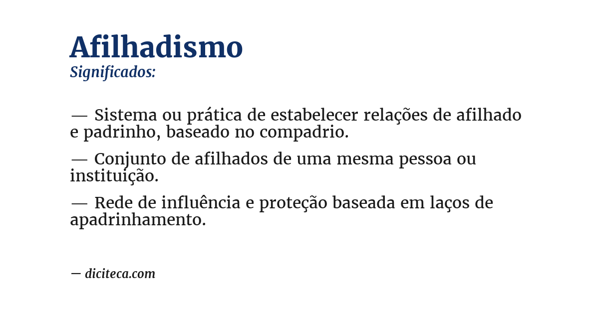Significado de afilhadismo