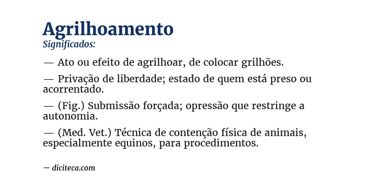 Significado de agrilhoamento