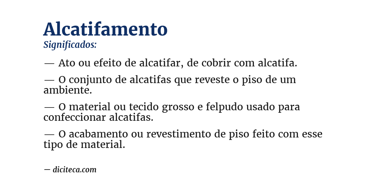 Significado de alcatifamento