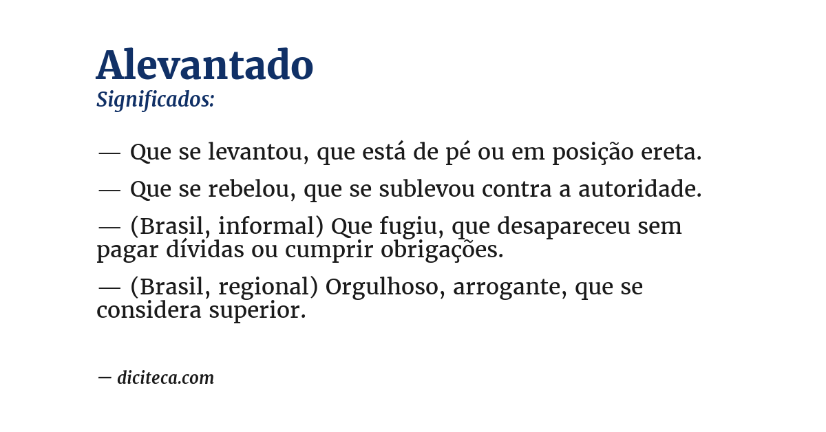Significado de alevantado