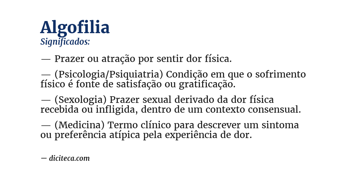 Significado de algofilia