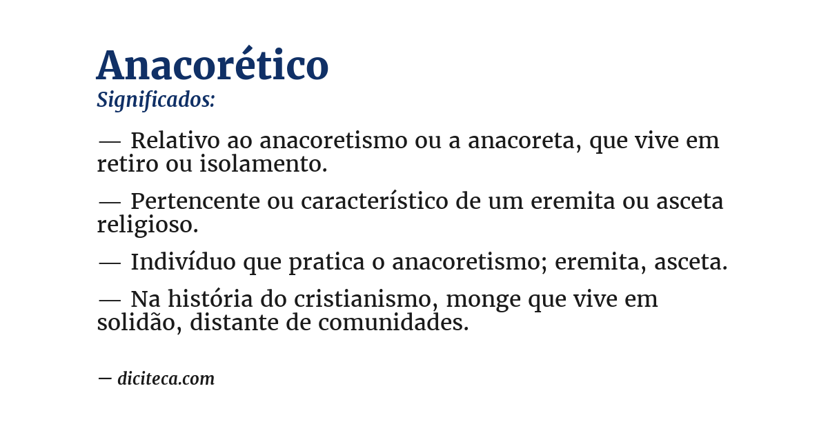 Significado de anacorético
