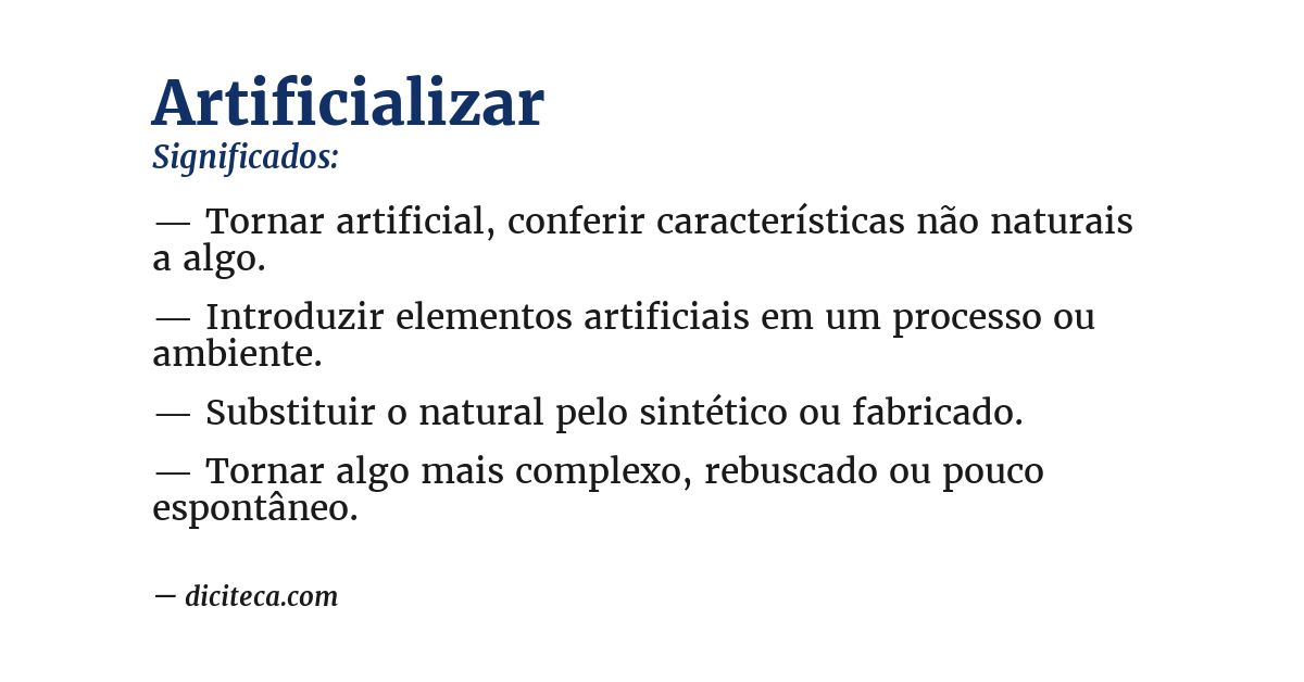 Significado de artificializar