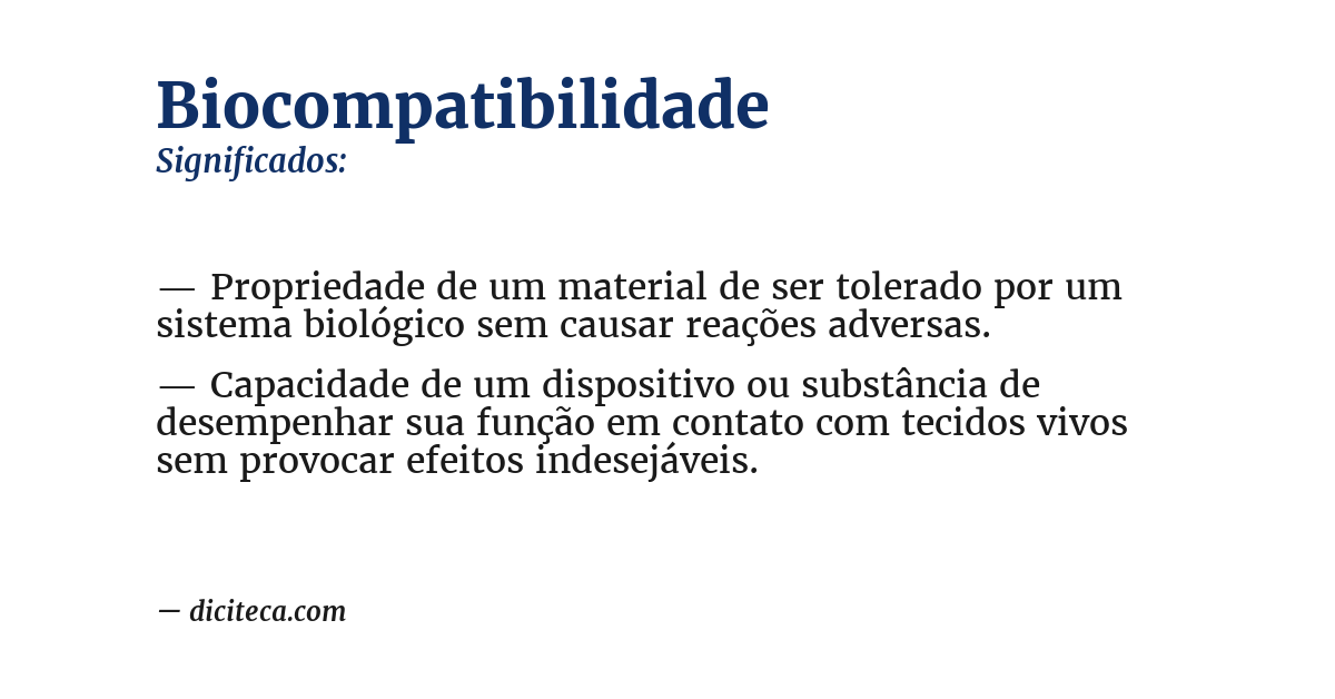 Significado de biocompatibilidade