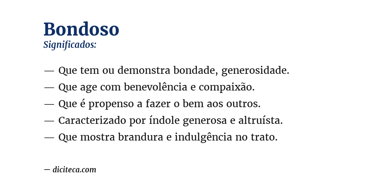 Significado de bondoso