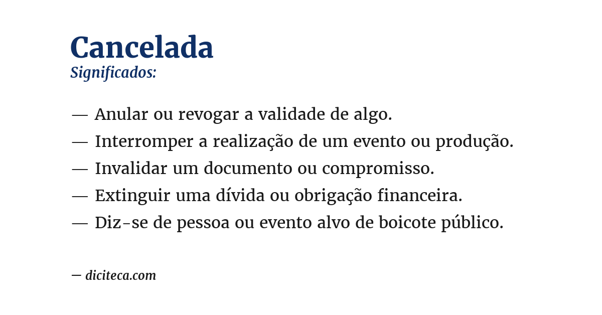 Significado de cancelada