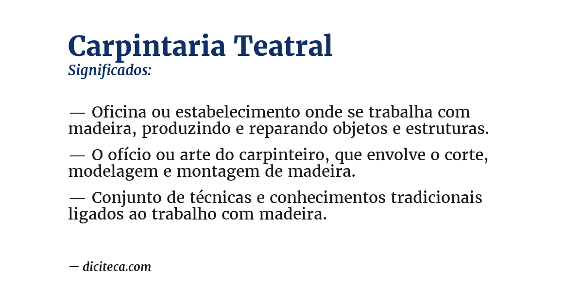 Significado de carpintaria teatral