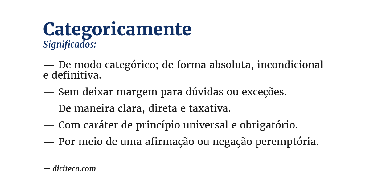 Significado de categoricamente