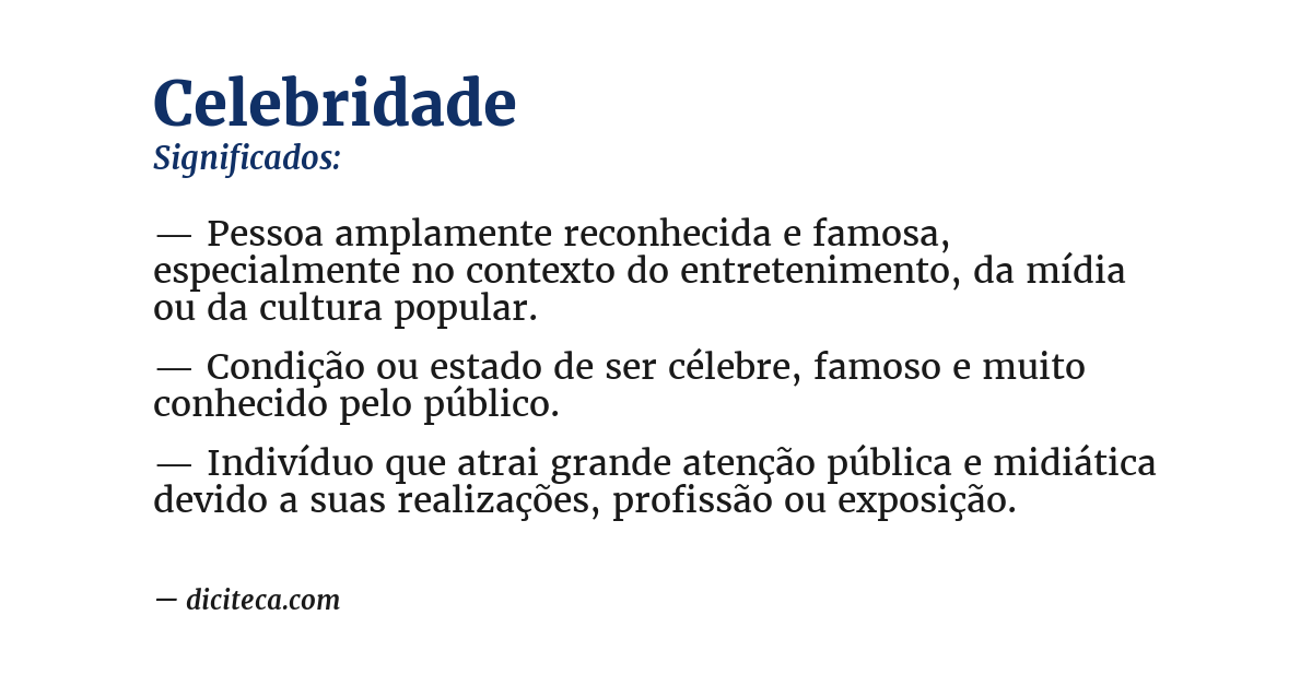 Significado de celebridade